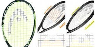 Dos patrones de encordado en una misma raqueta Adaptive String Pattern