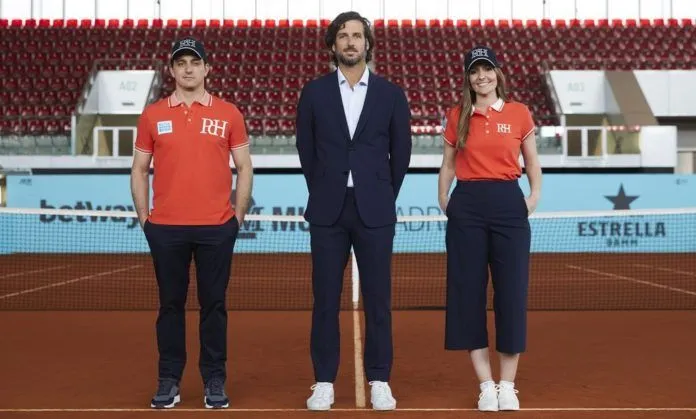Presentación equipaciones Pedro del Hierro jueces linea mutua madrid open con Feliciano Lopez