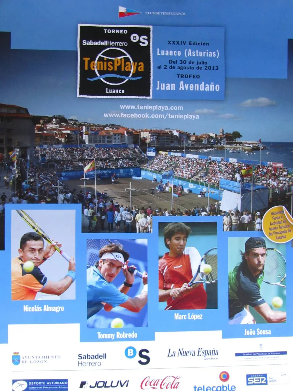 Cartel Torneo Tenis Playa Luanco XXXIV edición año 2013