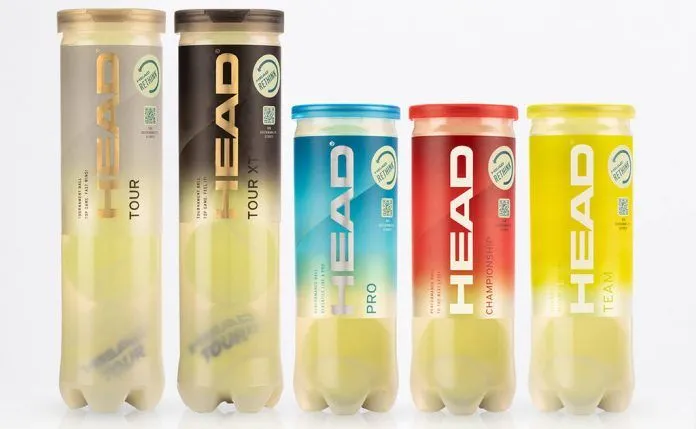 tubos de pelotas de tenis completamente reciclables HEAD