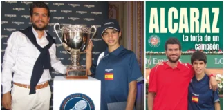 El libro autobiográfico del entrenador Carlos Santos es “Alcaraz, la forja de un campeón” Carlos Alcaraz y Carlos Santos, autor del libro Descubre Alcaraz, la forja de un campeón
