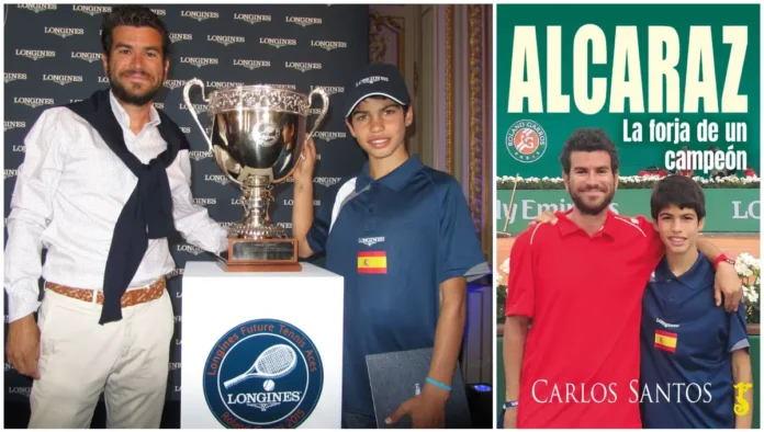 Carlos Alcaraz y Carlos Santos, autor del libro Descubre Alcaraz, la forja de un campeón