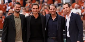 Las últimas raquetas del Big Four: Federer, Nadal, Murray y Djokovic Federer, Nadal, Djokovic y Murray en Roland Garros