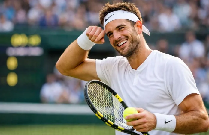 Sonreír en pista como herramienta mental jugador de tenis sonriendo durante un partido