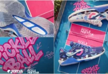 Joma y Pickle Pro Tour presentan su primera edición de zapatillas especiales para el circuito nacional Zapatillas oficiales Joma Picklet edición especial Pickle Pro Tour 2026 en colores azul y blanco.