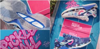 Joma y Pickle Pro Tour presentan su primera edición de zapatillas especiales para el circuito nacional Zapatillas oficiales Joma Picklet edición especial Pickle Pro Tour 2026 en colores azul y blanco.