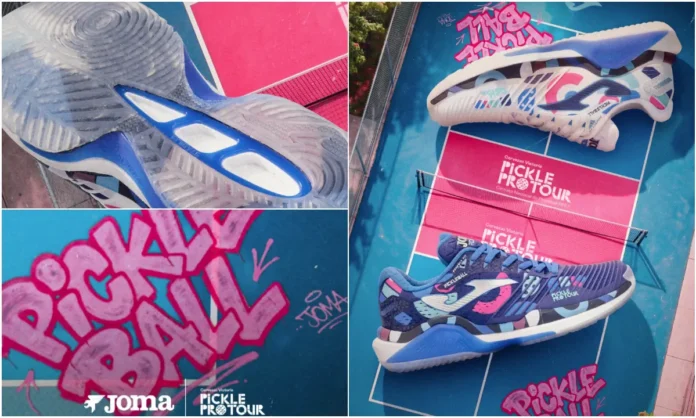 Zapatillas oficiales Joma Picklet edición especial Pickle Pro Tour 2026 en colores azul y blanco.