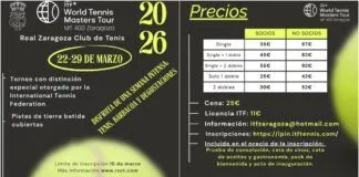 Zaragoza reúne a cerca de 200 tenistas de 11 países en el ITF Sénior MT400 Cartel del torneo ITF Senior MT400 Zaragoza en el Real Zaragoza Club de Tenis