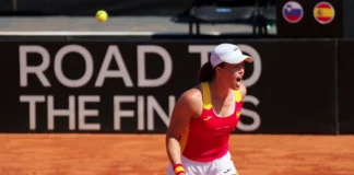 Quevedo clasifica a España para las Finales de la Billie Jean King Cup 2026 Quevedo celebra la clasificación de España a la Billie Jean King Cup
