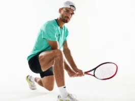 Tomáš Macháč pone a prueba la nueva estabilidad de las Joma Ace con tecnología Carbon Stabilizer Tomáš Macháč utilizando las zapatillas Joma Ace con tecnología Carbon Stabilizer durante una competición profesional