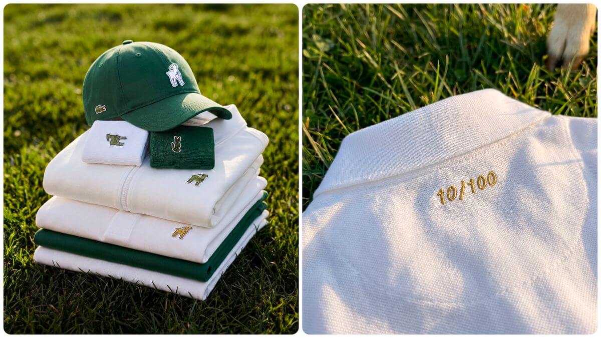 Prendas de la colección GOAT de Lacoste con el nuevo logotipo inspirado en el Greatest Of All Time.
