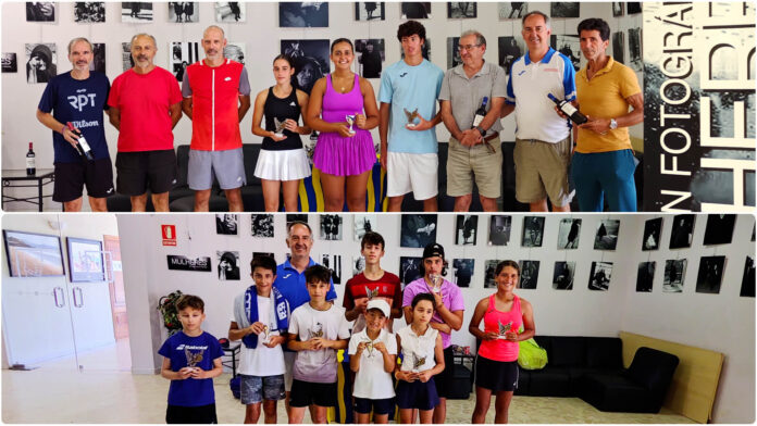 29º Torneo CCD Sanxenxo reúne a la cantera y veteranos del tenis gallego Ganadores del 29º Torneo CCD Sanxenxo Fuente Liviana junto a la organización tras la entrega de trofeos.