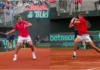 Jódar y Mérida brillan en su debut y ponen a España a un punto de Bolonia Rafael Jódar y Daniel Mérida durante sus partidos con España ante Chile en la Copa Davis.