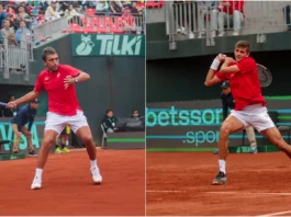 Jódar y Mérida brillan en su debut y ponen a España a un punto de Bolonia Rafael Jódar y Daniel Mérida durante sus partidos con España ante Chile en la Copa Davis.