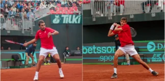 Jódar y Mérida brillan en su debut y ponen a España a un punto de Bolonia Rafael Jódar y Daniel Mérida durante sus partidos con España ante Chile en la Copa Davis.