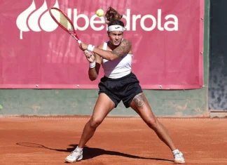 Aliona Bolsova, jugadora del CDE Tenis Madrid, durante el Campeonato de España Iberdrola por Equipos Femeninos 2026.