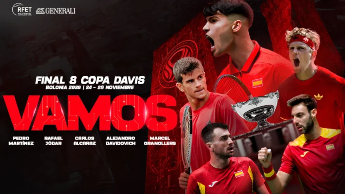 Carlos Alcaraz, Rafael Jódar y el equipo español convocado para la Copa Davis 2026 en Bolonia.