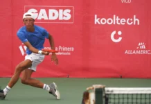 El Vigo Tennis Open 2026 ya tiene semifinalistas: Tu y Ceban siguen adelante Matteo Gribaldo durante su participación en el Vigo Tennis Open 2026.