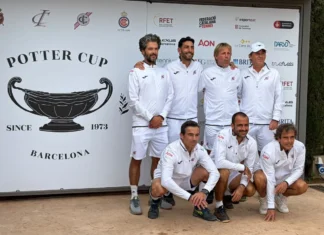 Pedro Nieto y Javi Martínez con el equipo español campeón de la Copa Potter +45 de 2026.